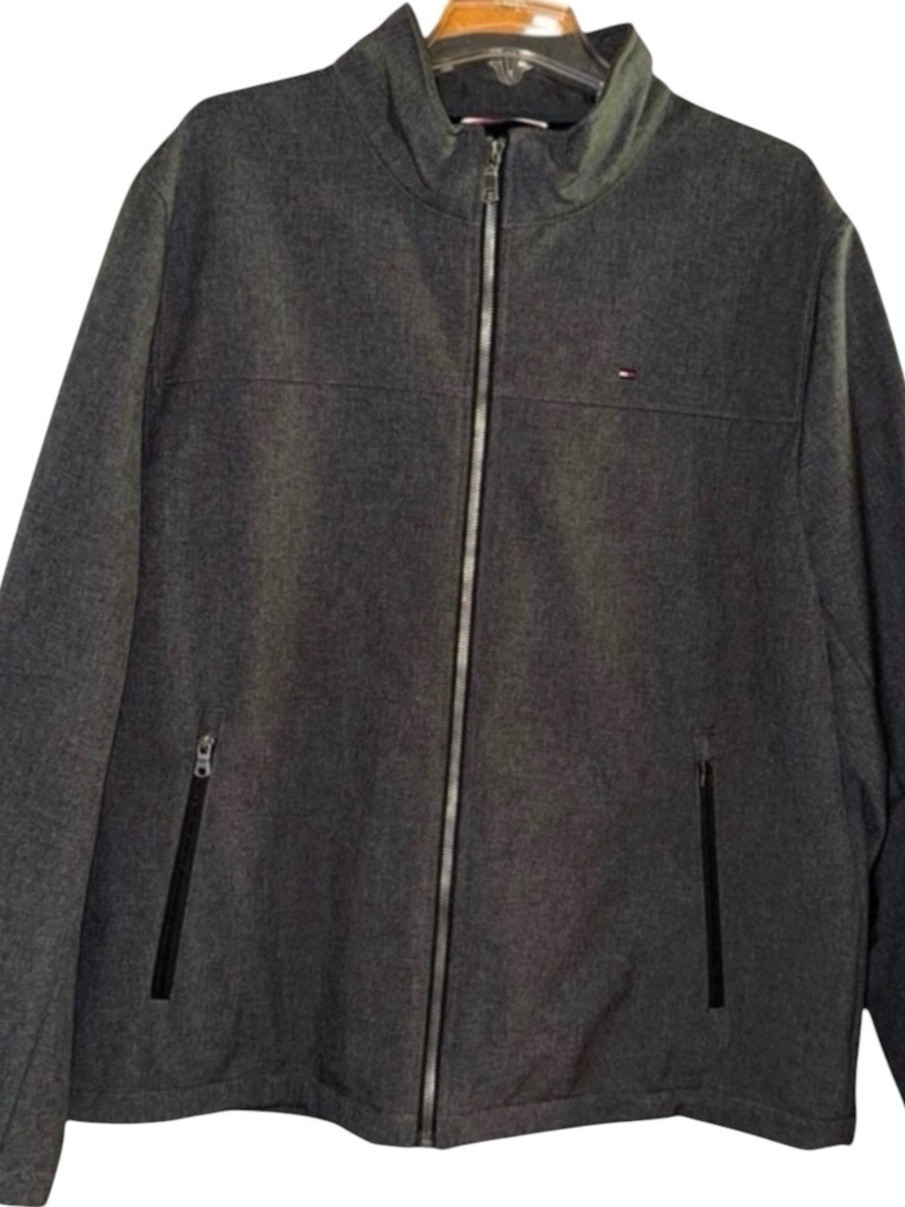 Tommy Hilfiger Men’s Lightweight Jacket  XL Gray Classic Full Zip Up Versatile
